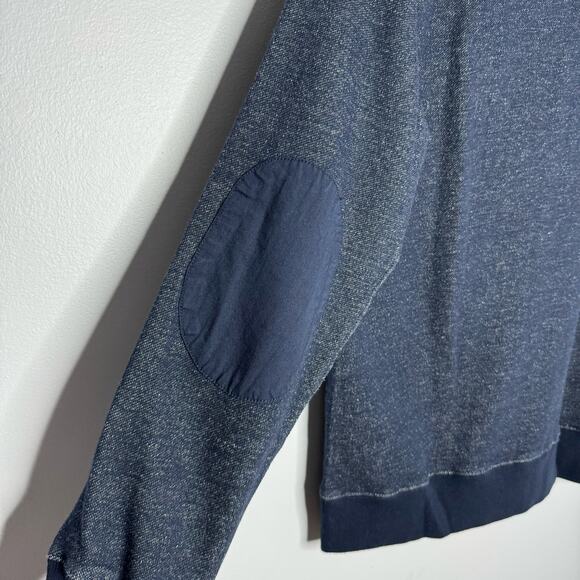 J Crew Mens Cowl Neck Cardigan Jacket Blue Elbow Patch Knit Blue Medium - Picture 6 of 10